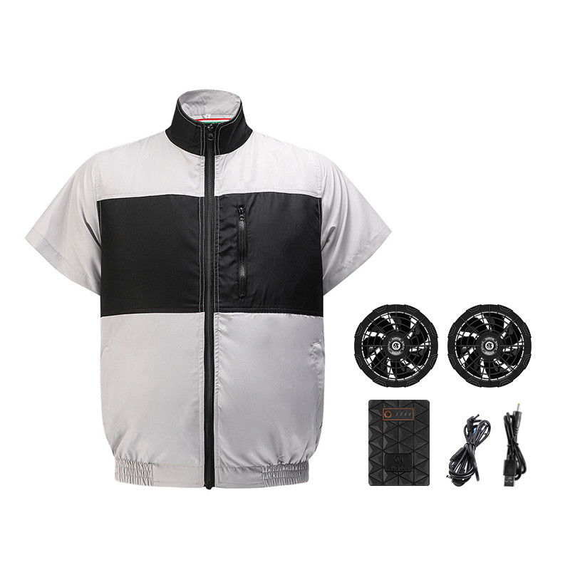 Jasnoszara czarna kamizelka z wentylatorem chłodzącym S/M/L/XL/XXL/XXXL Opcjonalnie z baterią 6700 mAh